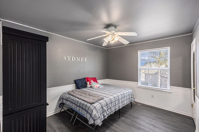 54354 Bryce Canyon Trl, Macomb, MI 48042 - bedroom with baseboards, wood finished floors, and ceiling fan