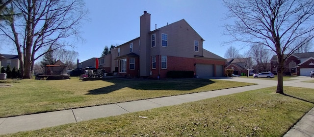 54354 Bryce Canyon Trl, Macomb, MI 48042 - view of side of home with driveway, a yard, and a garage
