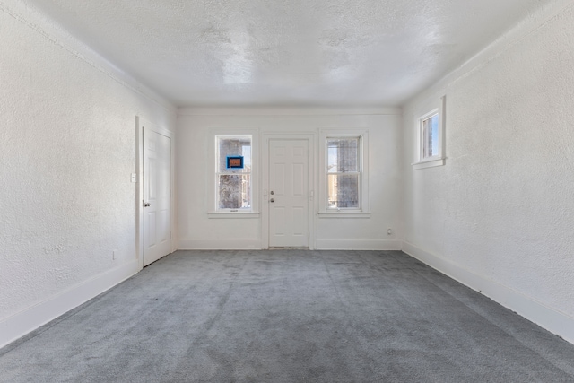 spare room with carpet floors and a textured ceiling