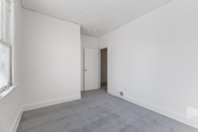 spare room with light carpet and a textured ceiling