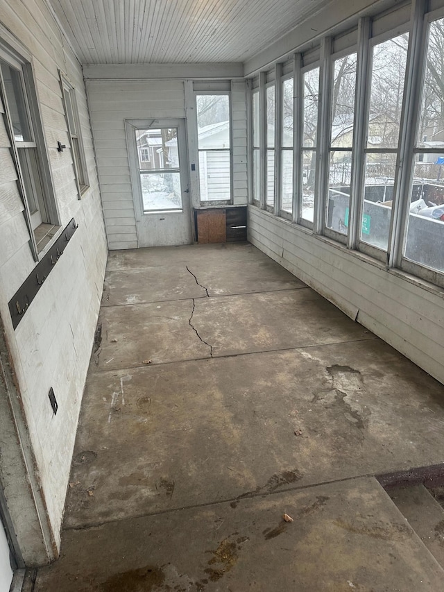 view of unfurnished sunroom