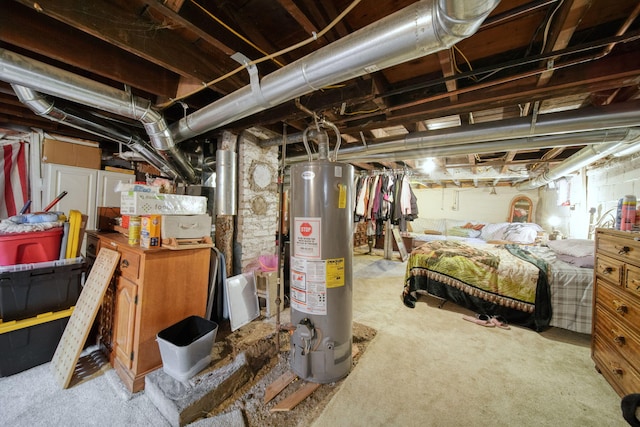 basement with gas water heater