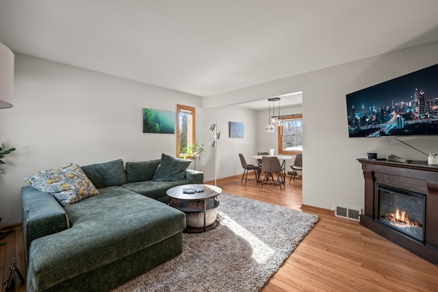 living room featuring hardwood / wood-style flooring