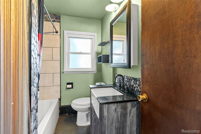 1408 Stephens Ave, Flint, MI 48507 - full bathroom with vanity, tile patterned flooring, and shower / tub combo with curtain