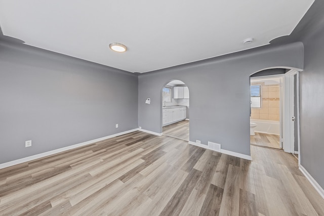 empty room featuring light hardwood / wood-style flooring and a wealth of natural light