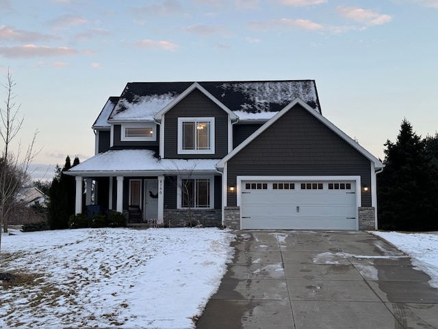 view of front of house with a garage