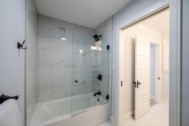 6735 S Scottdale Rd, Berrien Springs, MI 49103 - bathroom featuring marble finish floor,  shower combination, and baseboards