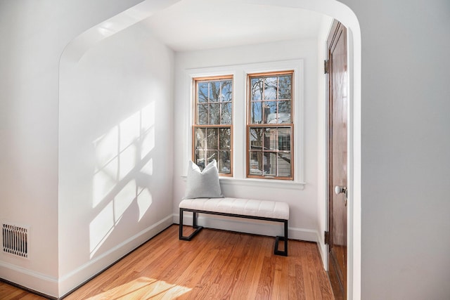 living area featuring light hardwood / wood-style flooring