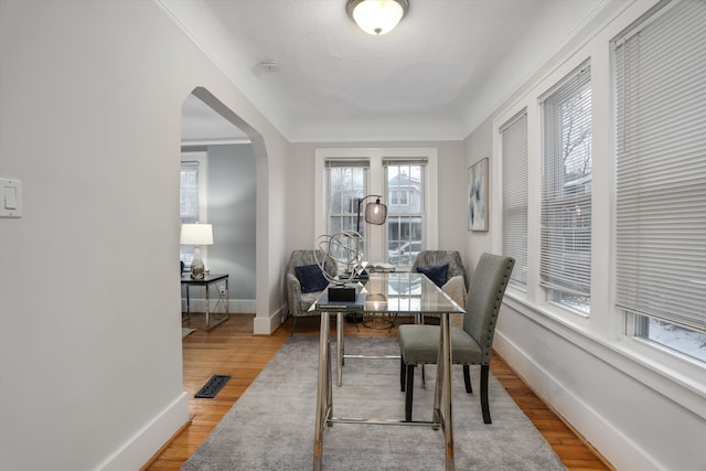 dining room featuring light hardwood / wood-style flooring