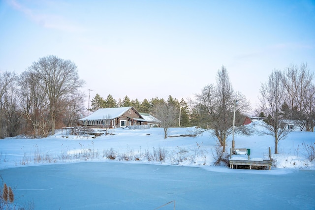 view of yard covered in snow