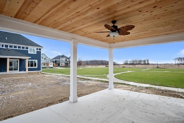 view of patio featuring ceiling fan