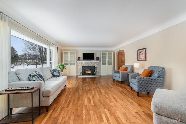 living room featuring light hardwood / wood-style floors