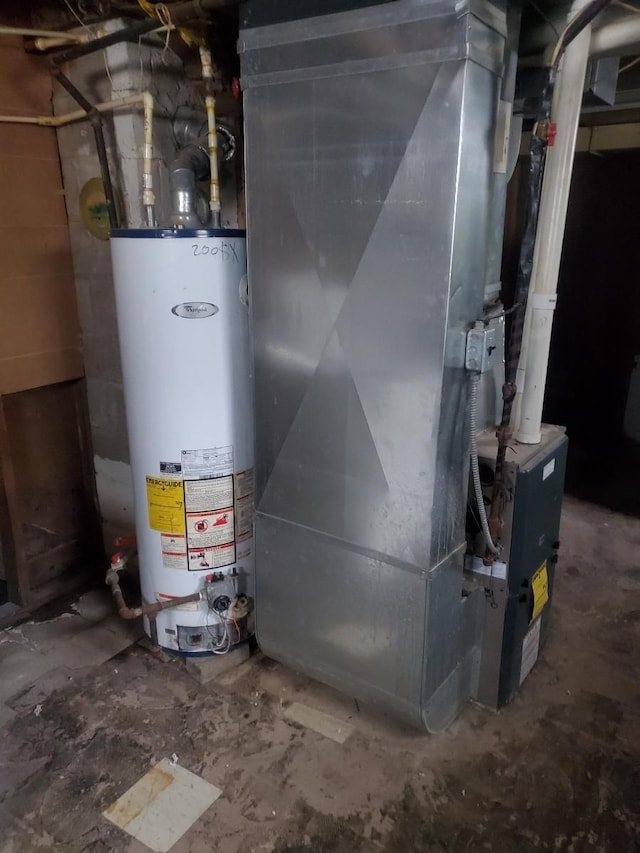 utilities with heating unit and gas water heater