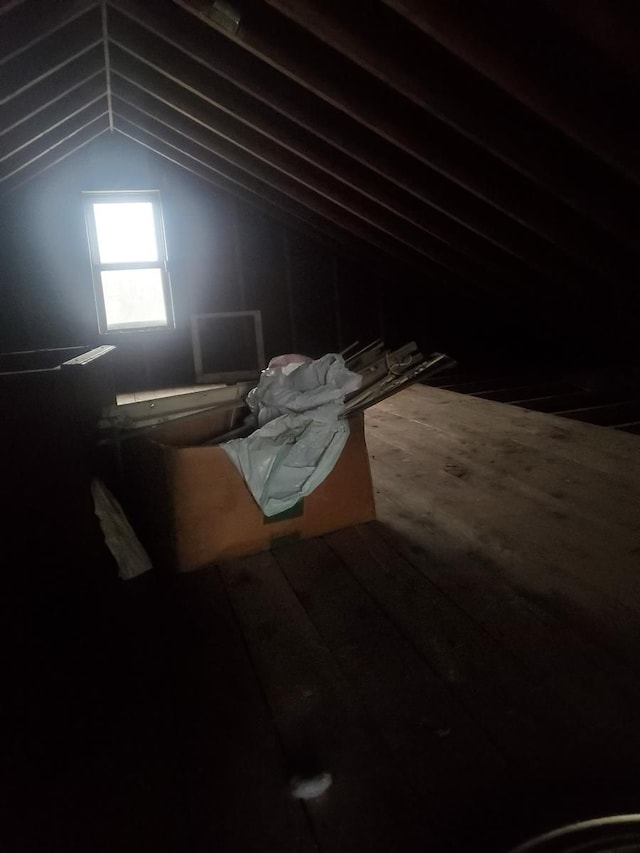 view of unfinished attic