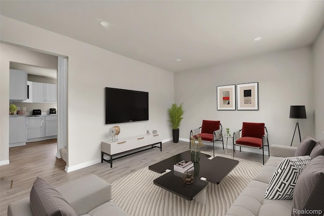 23225 Beverly St, Saint Clair Shores, MI 48082 - living room with light wood finished floors, baseboards, and recessed lighting