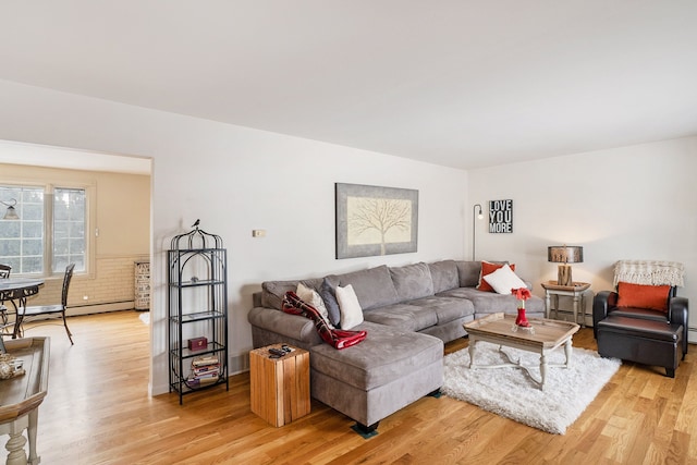 living room with light hardwood / wood-style flooring