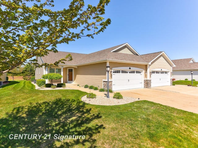 100 Tuscany Cir, Saginaw, MI 48603 - view of front of property featuring a garage, driveway, a front yard, and roof with shingles