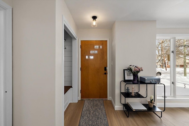 doorway to outside with hardwood / wood-style floors