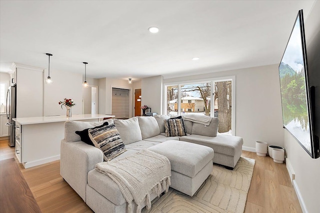 living room with light wood-type flooring