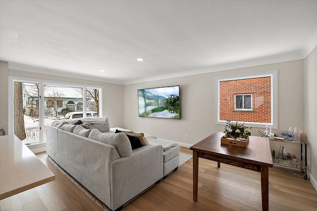 living room featuring light hardwood / wood-style floors