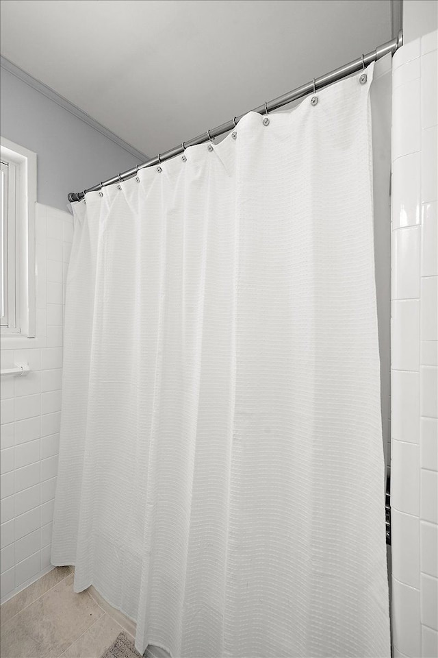 bathroom with tile patterned flooring