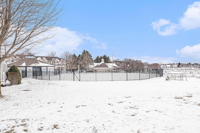 view of yard covered in snow