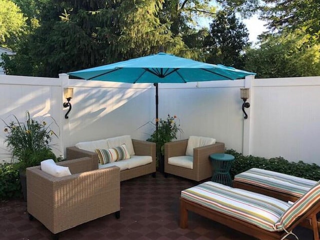 view of patio / terrace featuring an outdoor living space