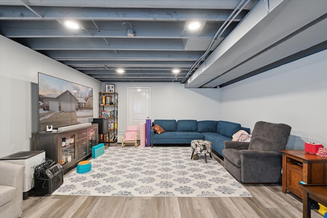 living room featuring light wood-type flooring