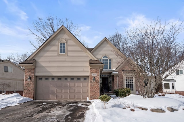 view of front property with a garage