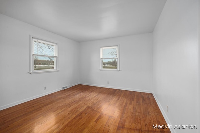 spare room featuring wood-type flooring