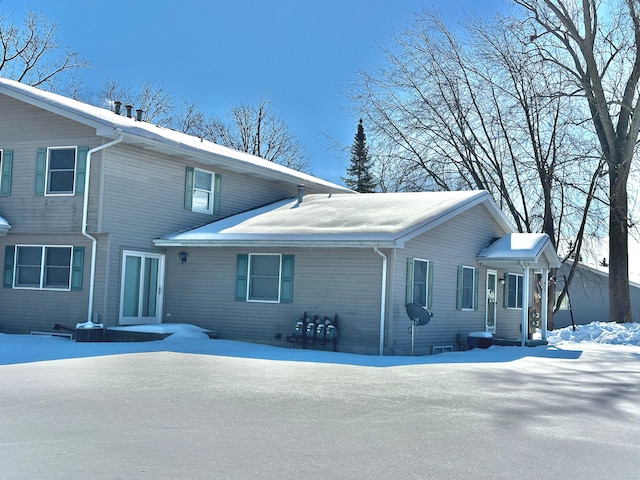 view of snow covered exterior