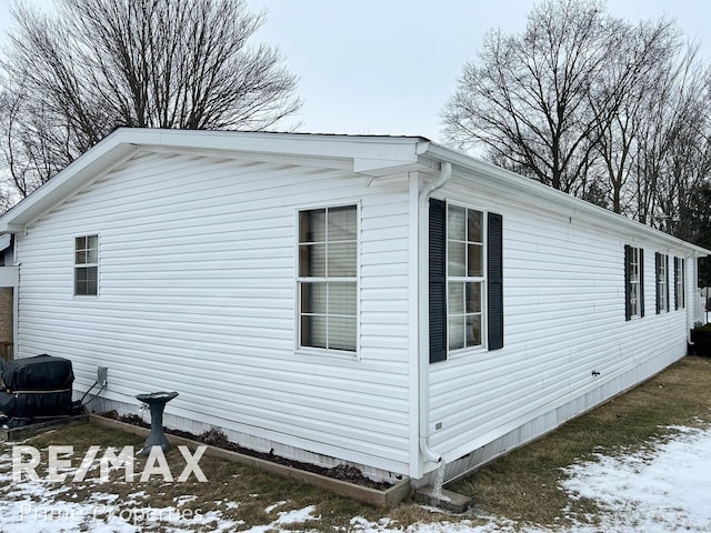 view of snow covered exterior