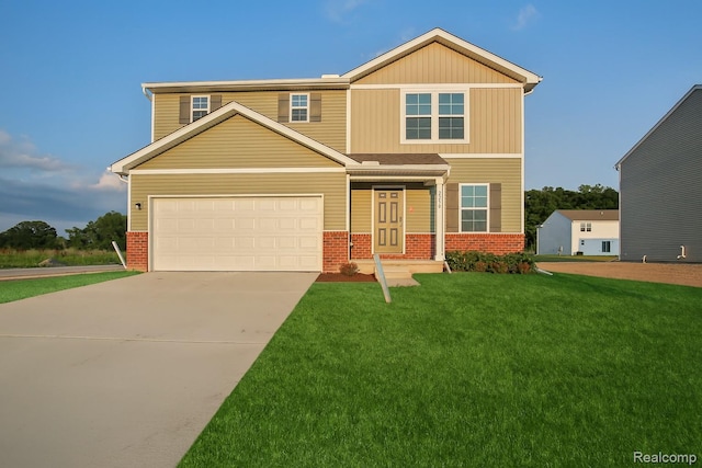 2250 Gunnison Ln, Monroe, MI 48162 - view of front facade with brick siding, driveway, and a front lawn