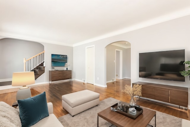 living room featuring hardwood / wood-style flooring