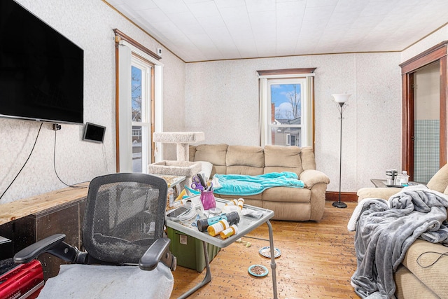 living area featuring light wood-type flooring