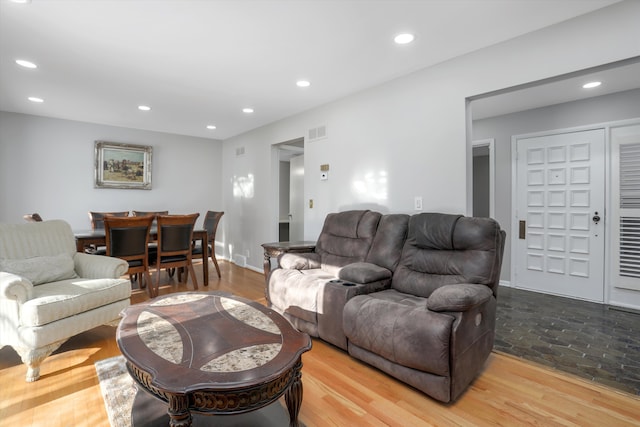 living room with wood-type flooring