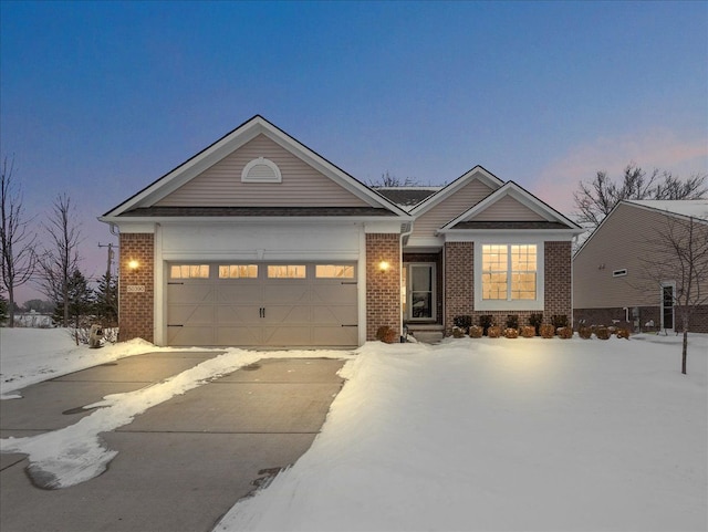 view of front of house with a garage