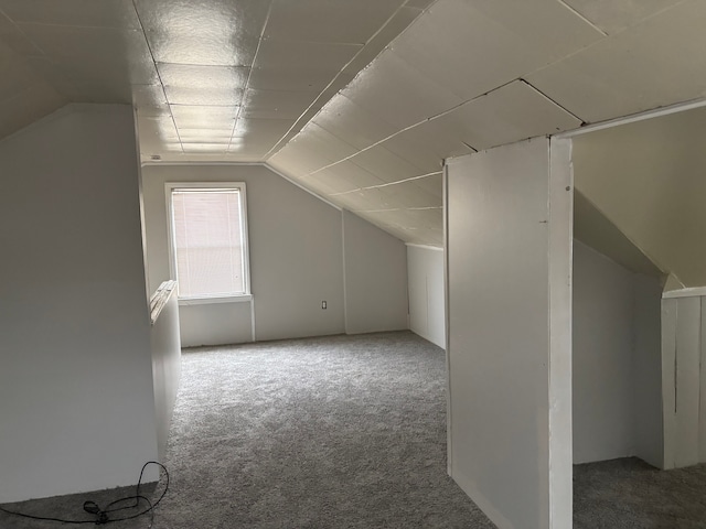 bonus room with vaulted ceiling and carpet