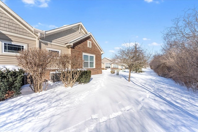 view of snow covered exterior