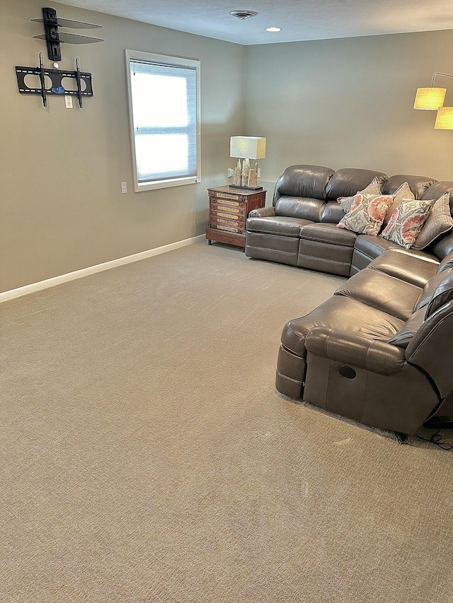 living room with carpet floors