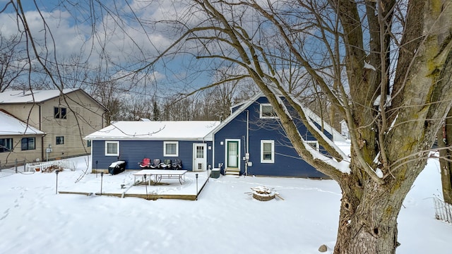 view of snow covered property