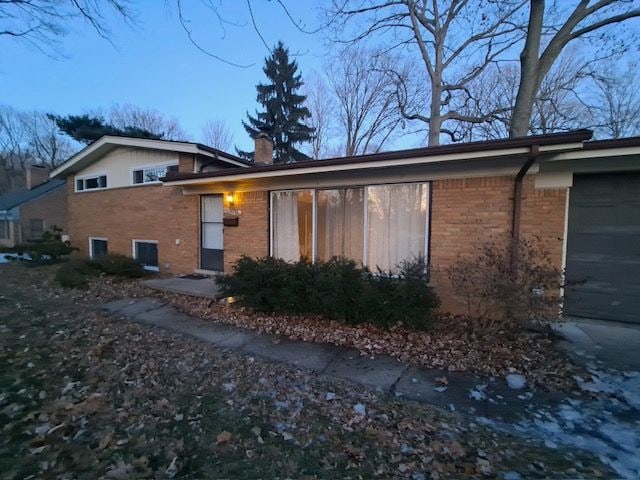 exterior space with a garage