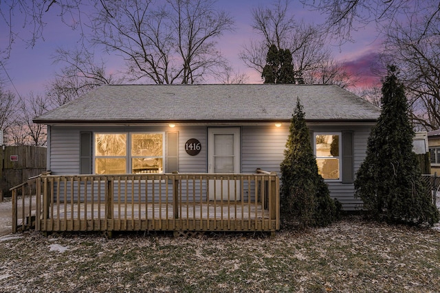 view of front of property featuring a deck