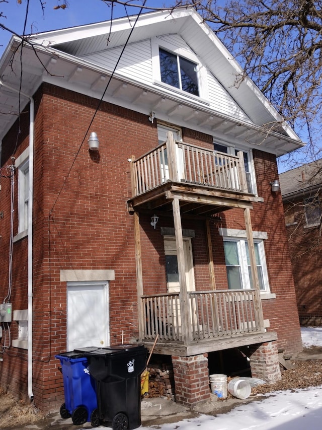 view of home's exterior featuring a balcony