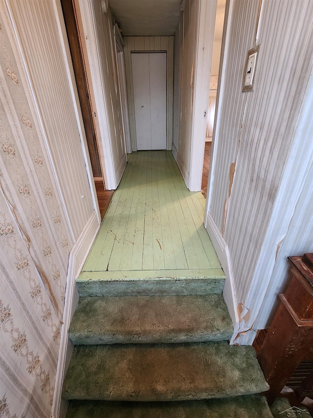 corridor with hardwood / wood-style floors