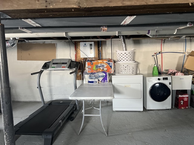 8017 S Saginaw St, New Lothrop, MI 48460 - unfinished below grade area with washing machine and clothes dryer