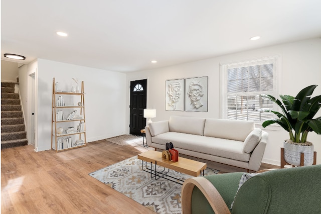 living room with light wood-type flooring