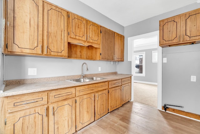 kitchen with sink and light wood-type flooring