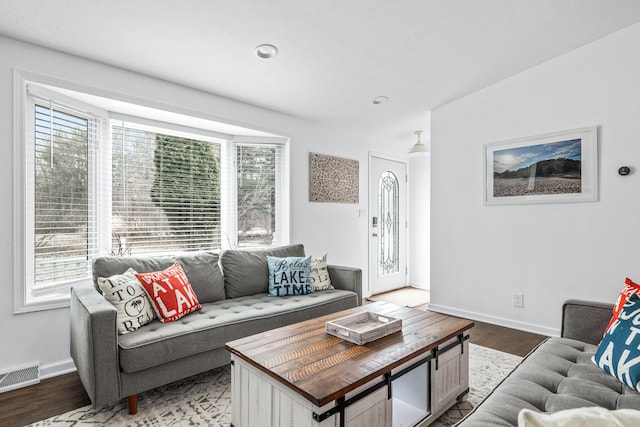 living room with wood-type flooring