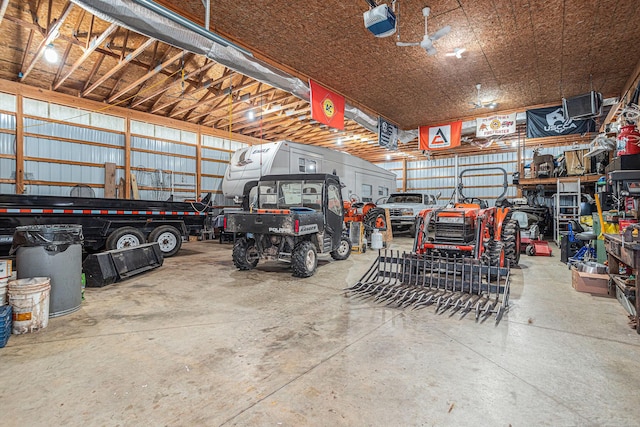 garage with a garage door opener